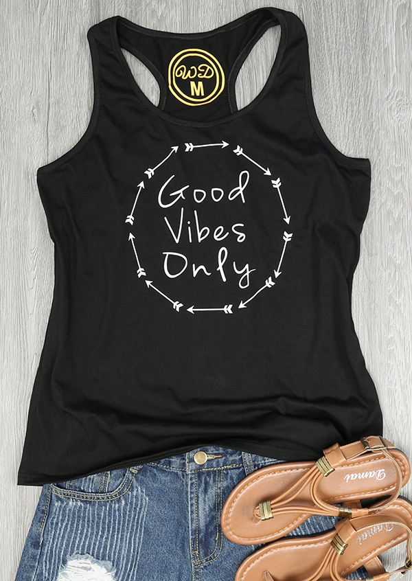 

Good Vibes Only Arrow Tank, Black, 132631
