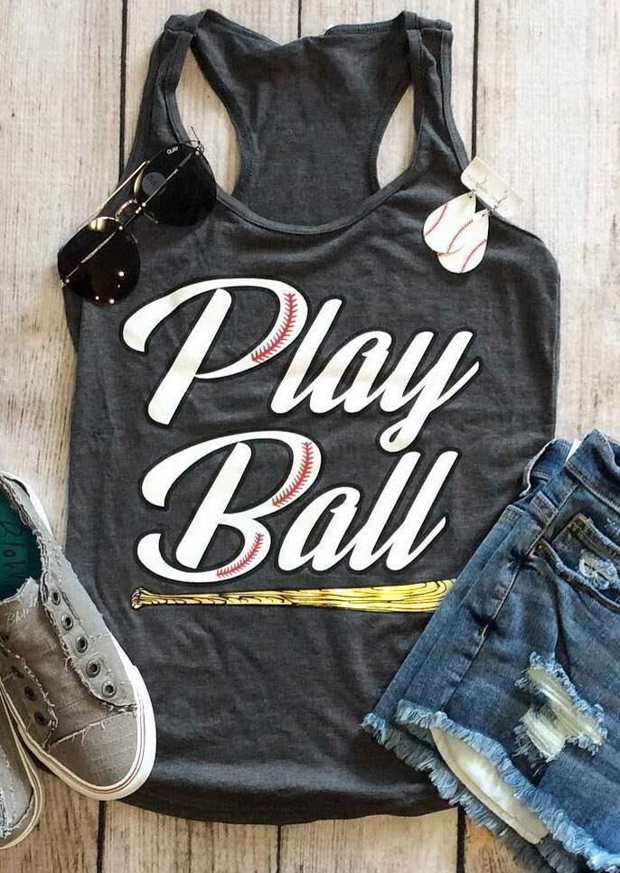 

Play Ball Baseball Bat Tank, 185657, Gray