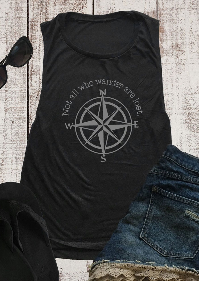 

Not All Who Wander Are Lost Tank, Black, 186784