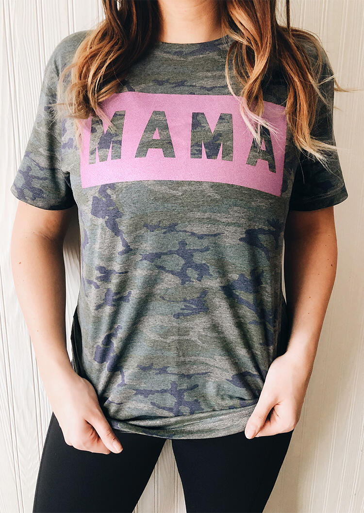 

Mama Camouflage Printed T-Shirt Tee, 443018