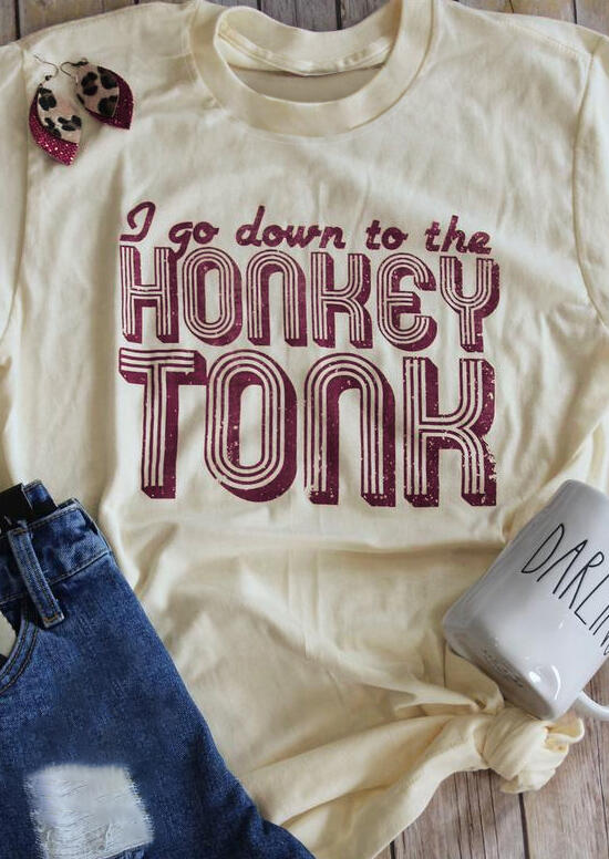 

Tees T-shirts Honkey Tonk O-Neck T-Shirt Tee in Apricot. Size