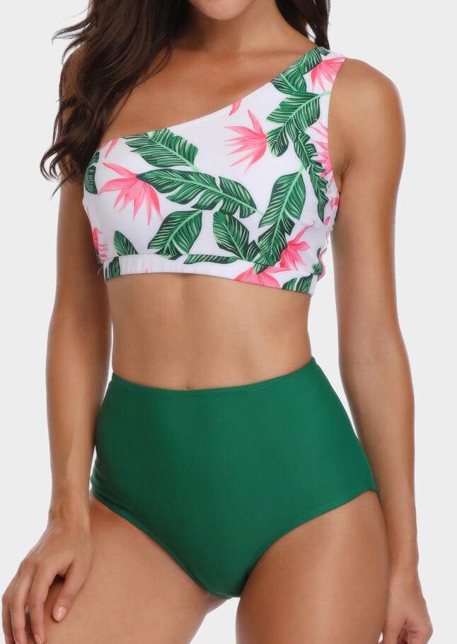 

Bikini Sets Leaf High Waist Bikini Set in Green. Size