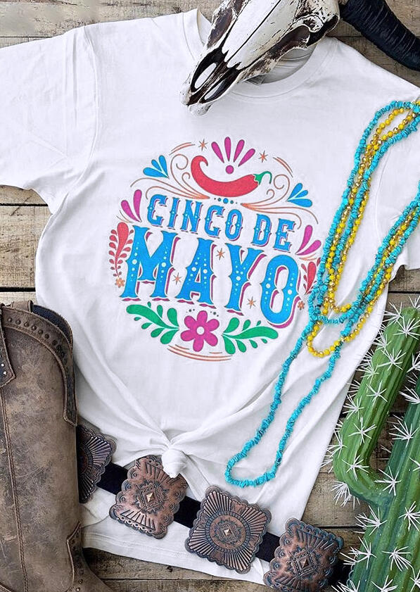 

Tees T-shirts Cinco De Mayo T-Shirt Tee in White. Size: ,XL
