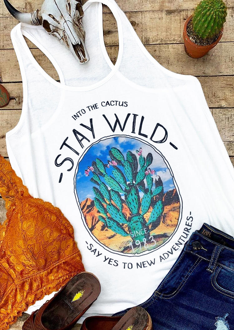 

Stay Wild Cactus Tank, White, 443299