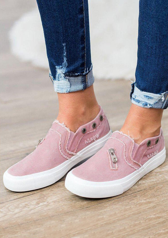 

Sneakers Zipper Round Toe Sneakers in LightPink. Size
