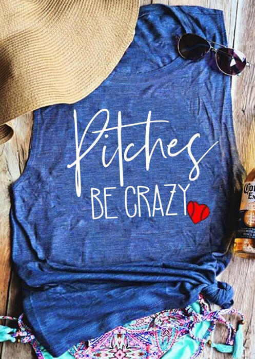 

Tank Tops Pitches Be Crazy Tank in Blue. Size