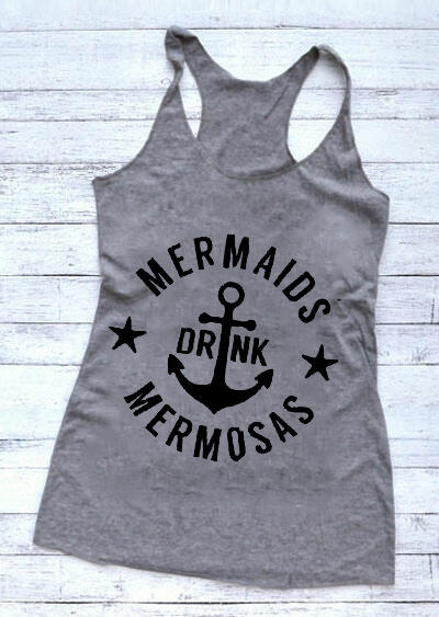 

Mermaids Drink Mermosas Anchor Tank - Gray, 443615