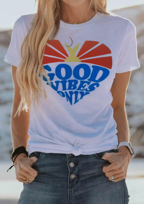 

Tees T-shirts Good Vibes Only T-Shirt Tee in White. Size