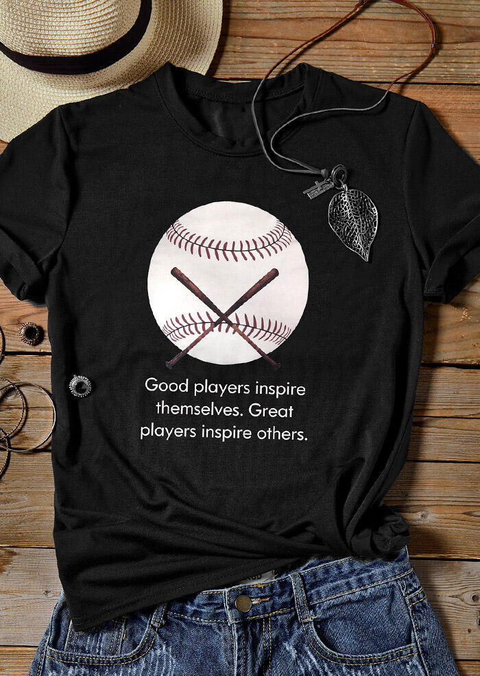 

Tees T-shirts Great Players Inspire Others T-Shirt Tee in Black. Size: S,M