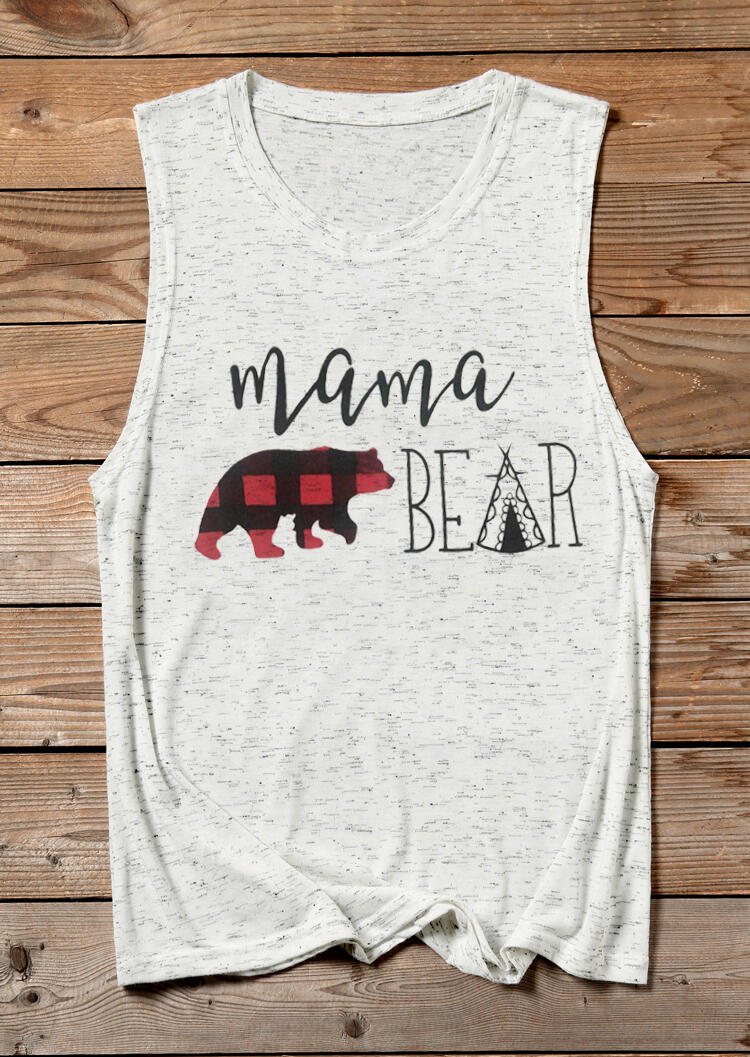 

Tank Tops Mama Bear O-Neck Tank in White. Size