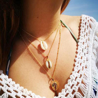 

Shell Cowrie Chic Necklace, 443609, Gold