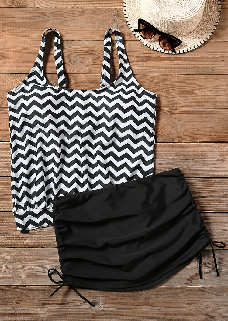 

Zigzag Ruched Tankini, Black, 443413