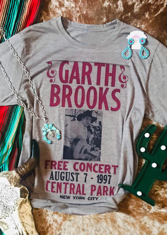 

Garth Brooks Free Concert T-Shirt Tee, 442744, Gray