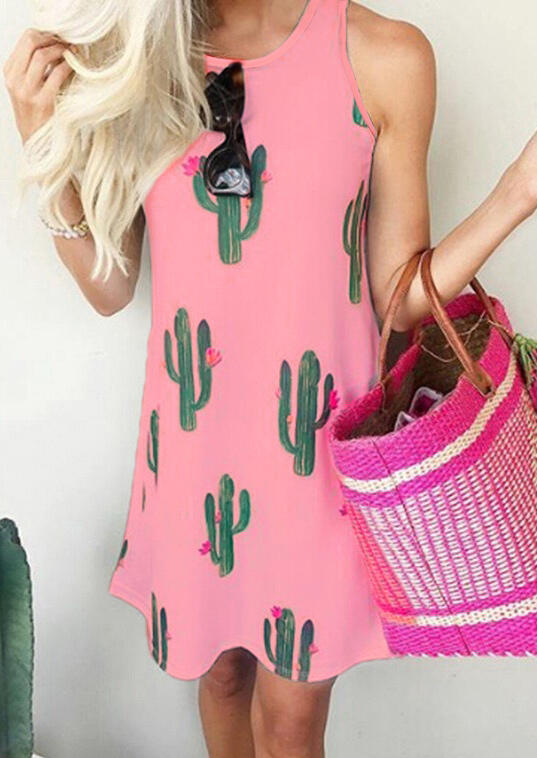 

Cactus Sleeveless Mini Dress, 444068, Pink