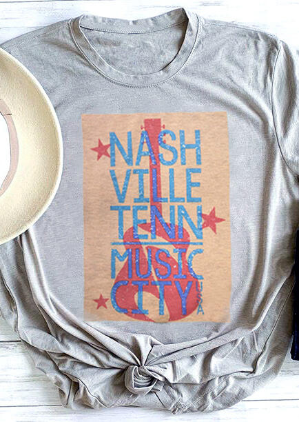

Music City Guitar T-Shirt Tee - Gray, 443195