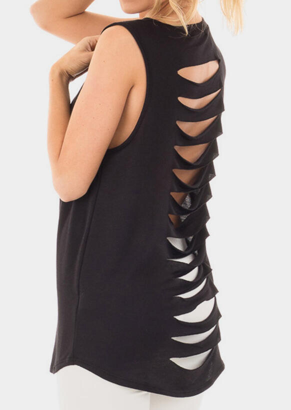 

Tank Tops Solid Hollow Out Tank - Black. Size