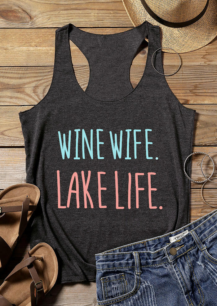 

Wine Wife Lake Life Tank, Dark grey, 443757