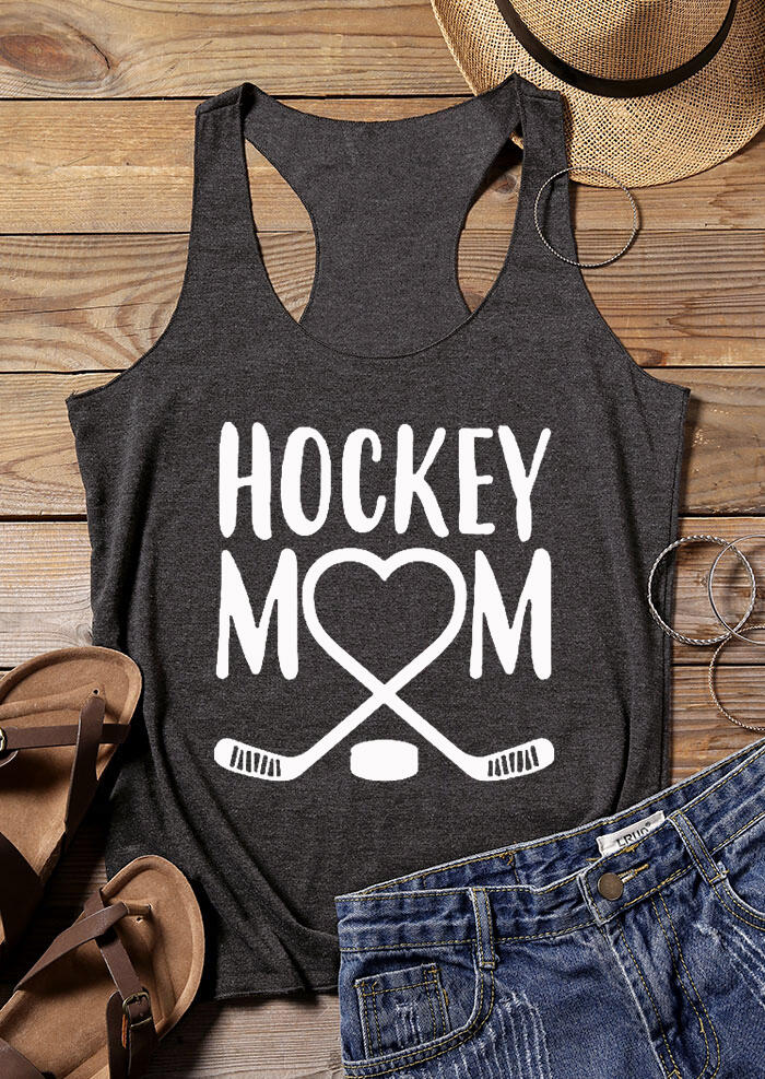 

Tank Tops Hockey Mom Heart Tank in Dark Grey. Size: S,M