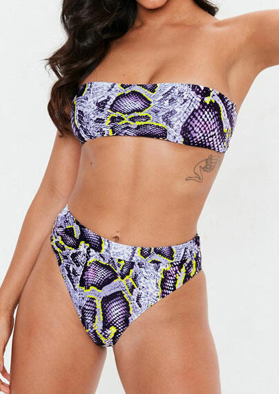 

Bikini Sets Snake Skin Printed Bikini Set - Multicolor. Size: M