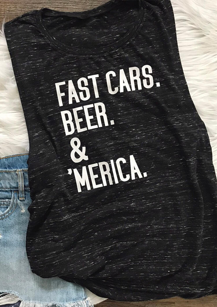 

Tank Tops Fast Cars Beer And Merica Tank - Black. Size