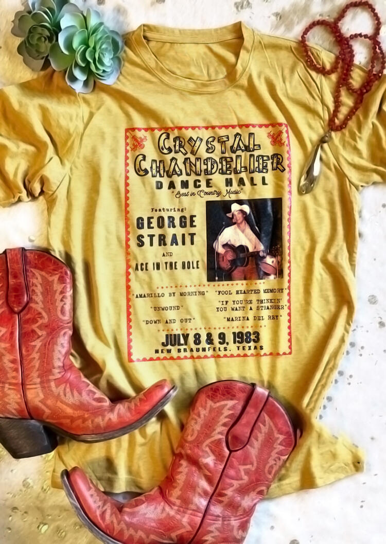 

Tees T-shirts Crystal Chandelier George Strait T-Shirt Tee - Yellow. Size