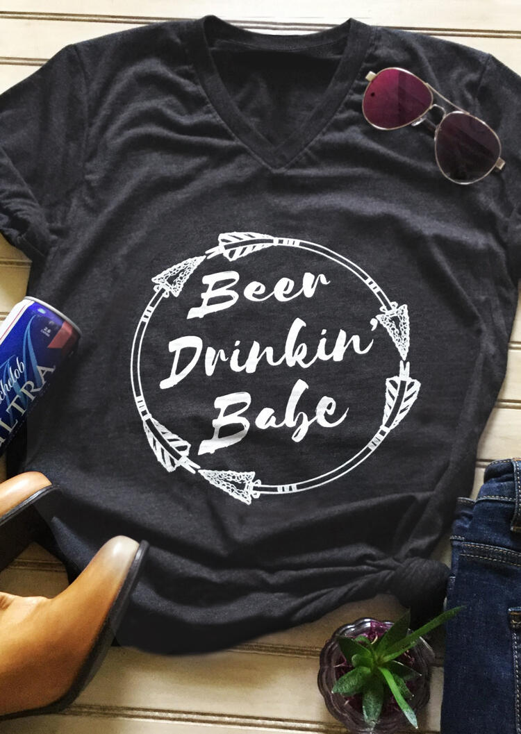 

Tees T-shirts Beer Drink' Babe T-Shirt Tee - Dark Gray. Size: S,M, Dark grey