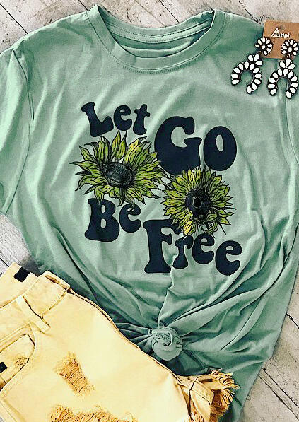 

Let Go Be Free T-Shirt Tee - Green, 444843