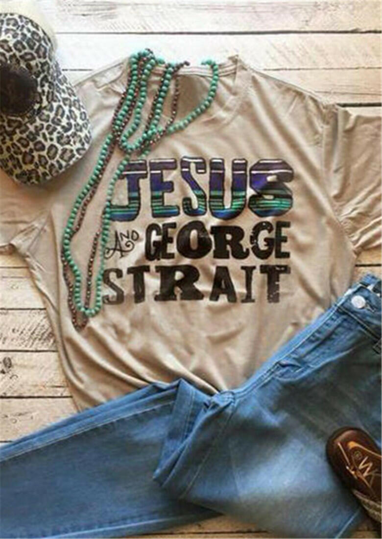 

Jesus And George Strait T-Shirt Tee, 442349, Khaki