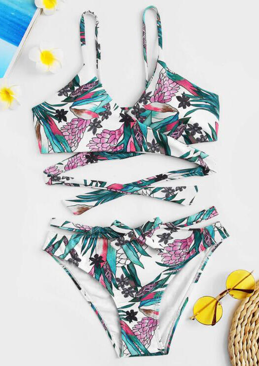

Floral Wrap Sexy Bikini Set, Multicolor, 441622