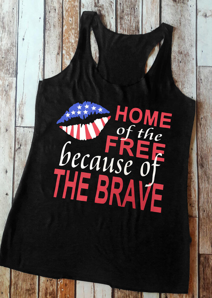 

Tank Tops Home Of The Free Because Of The Brave Tank - Black. Size