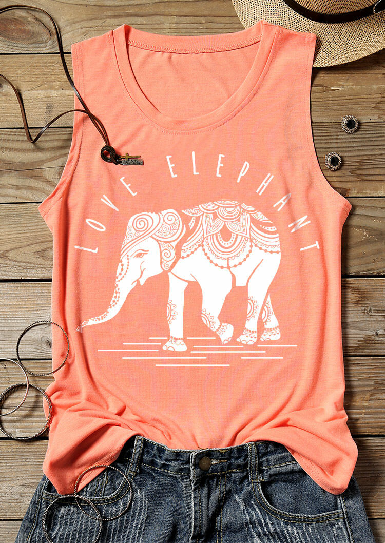 

Tank Tops Love Elephant O-Neck Tank - Orange. Size