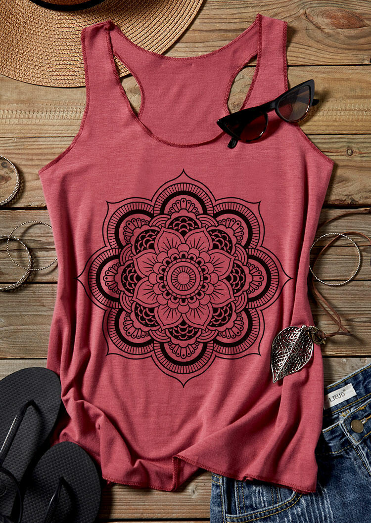 

Mandala O-Neck Chic Tank - Brick Red, 445168