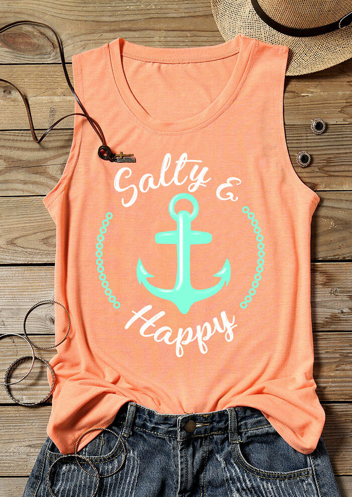 

Salty & Happy Anchor Tank, Orange, 443752