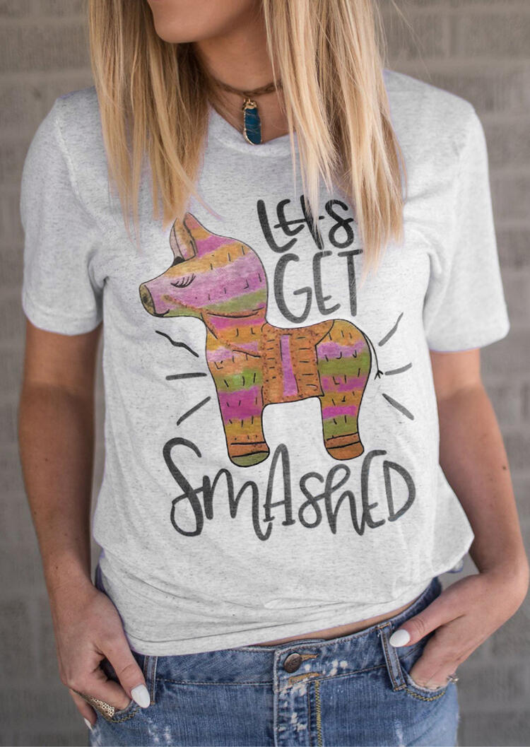 

Tees T-shirts Let's Get Smashed T-Shirt Tee without Necklace - Light Gray. Size: S,M,,XL, Light grey