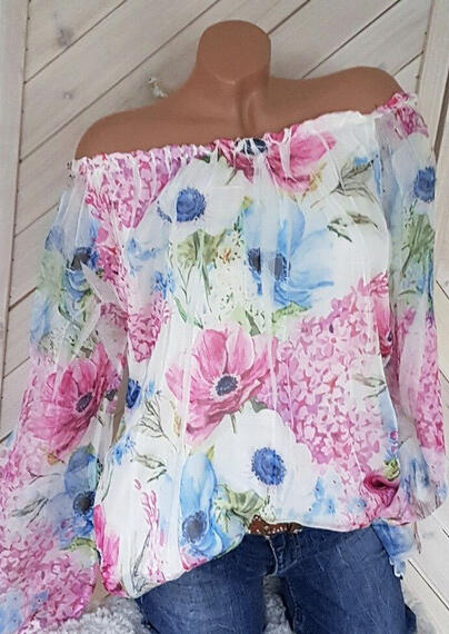 

Floral Off Shoulder Blouse - Pink, 444472