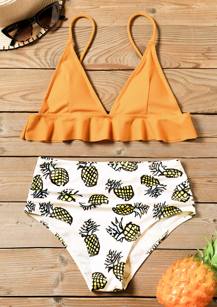 

Bikini Sets Pineapple Ruffled Bikini Set - Yellow. Size