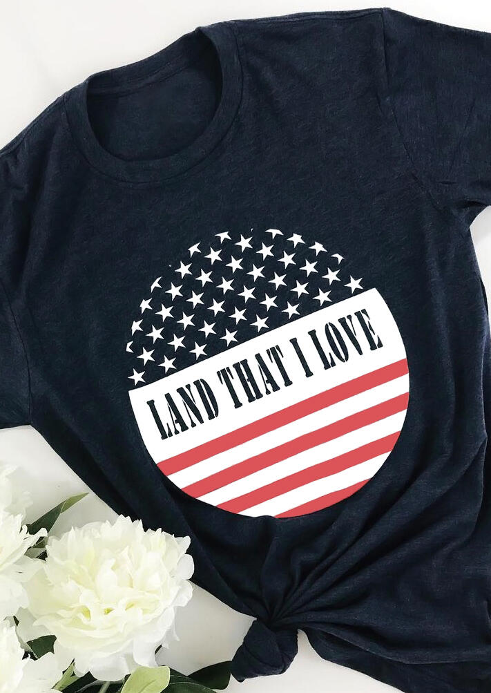 

Land That I Love T-Shirt Tee - Navy Blue, 445238