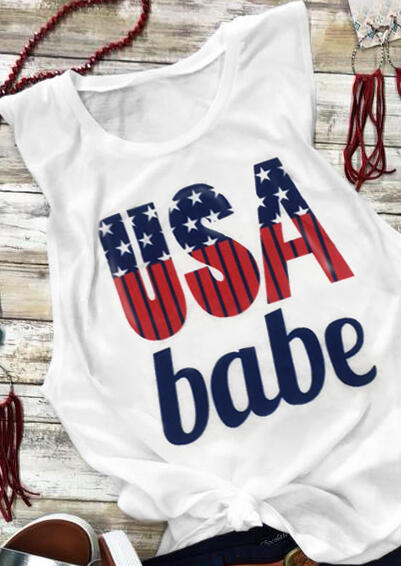 

USA Babe O-Neck Tank - White, 445239