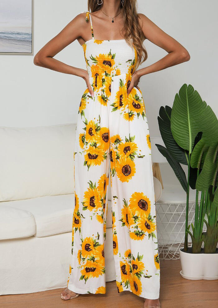 

Jumpsuits & Rompers Sunflower Spaghetti Strap Jumpsuit -White. Size