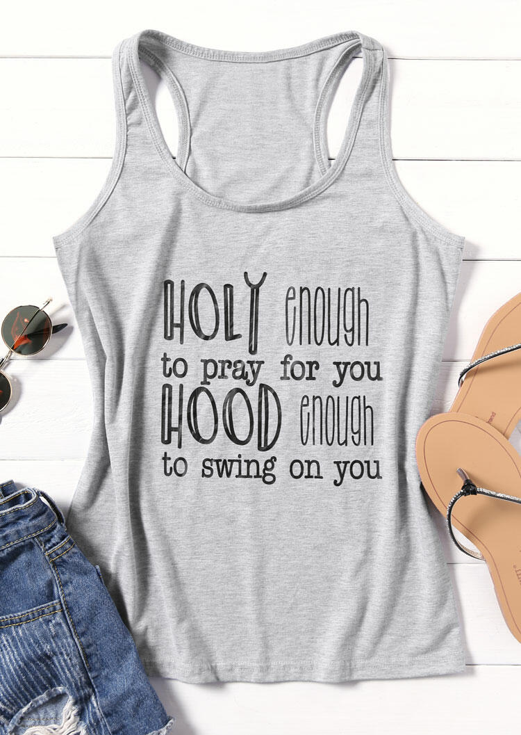 

Tank Tops Holy Enough Hood Enough Tank - Light Gray. Size, Light grey