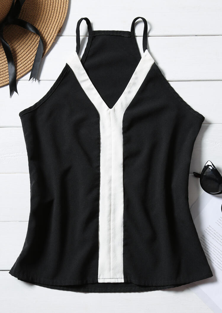 

Tank Tops Splicing V-Neck Deep V-Neck Camisole - Black. Size: ,M,XL