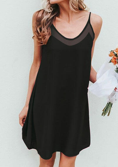 

Mini Dresses Mesh Solid Sleeveless Mini Dress - Black. Size