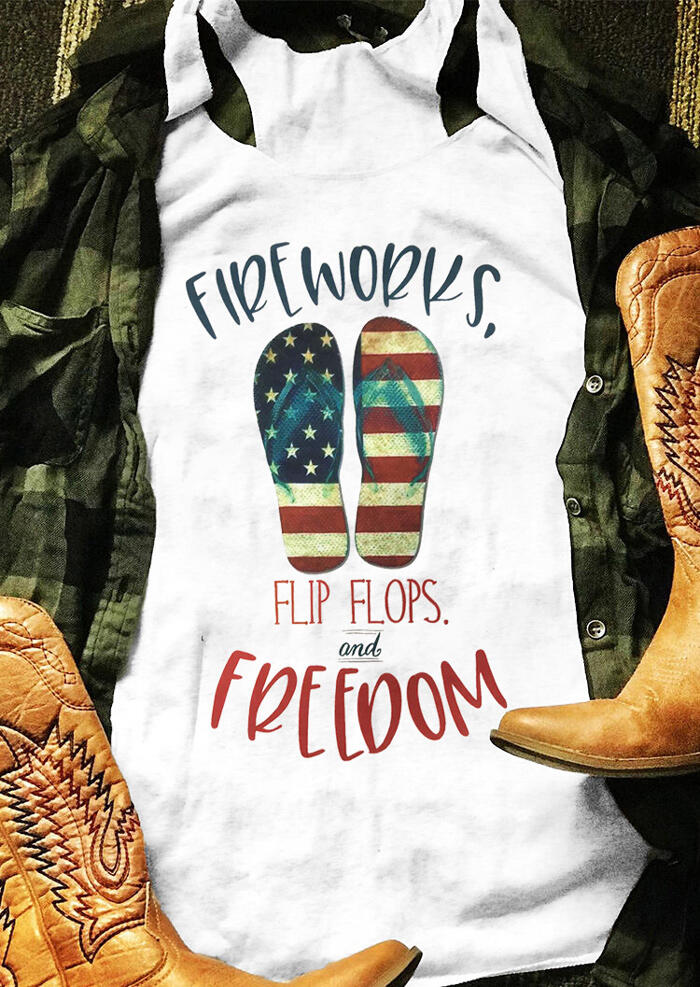 

Tank Tops Fireworks Flip Flops And Freedom Tank - White. Size: ,M