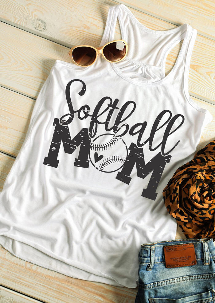 Softball Mom O-Neck Tank – White