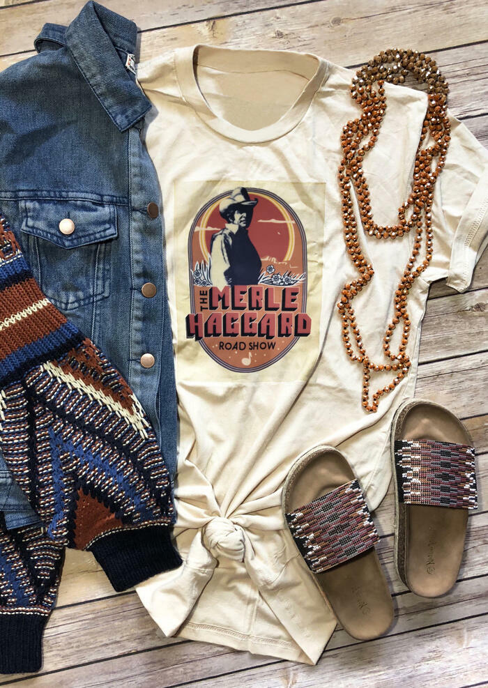 

The Merle Haggard Road Show T-Shirt Tee - Cream, 444613