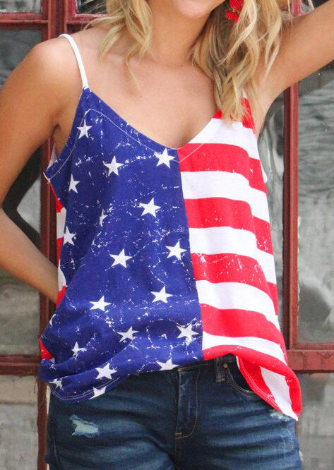 

American Flag V-Neck Camisole - Multicolor, 445418
