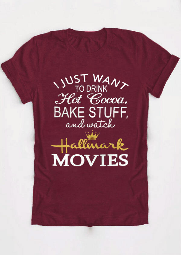

Tees T-shirts Watch Hallmark Movies T-Shirt Tee in Burgundy. Size: ,XL