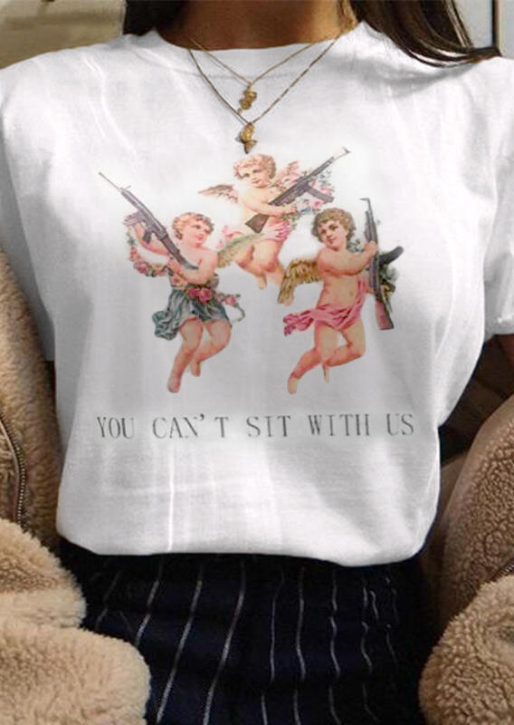 

You Can't Sit With Us Cupid T-Shirt Tee without Necklace - White, 445671