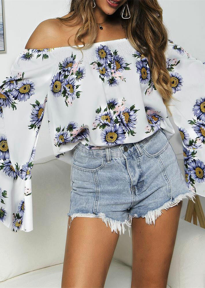 

Floral Off Shoulder Blouse - Purple, 446023