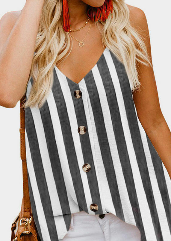 

Tank Tops Striped Button Camisole without Necklace - Dark Grey. Size